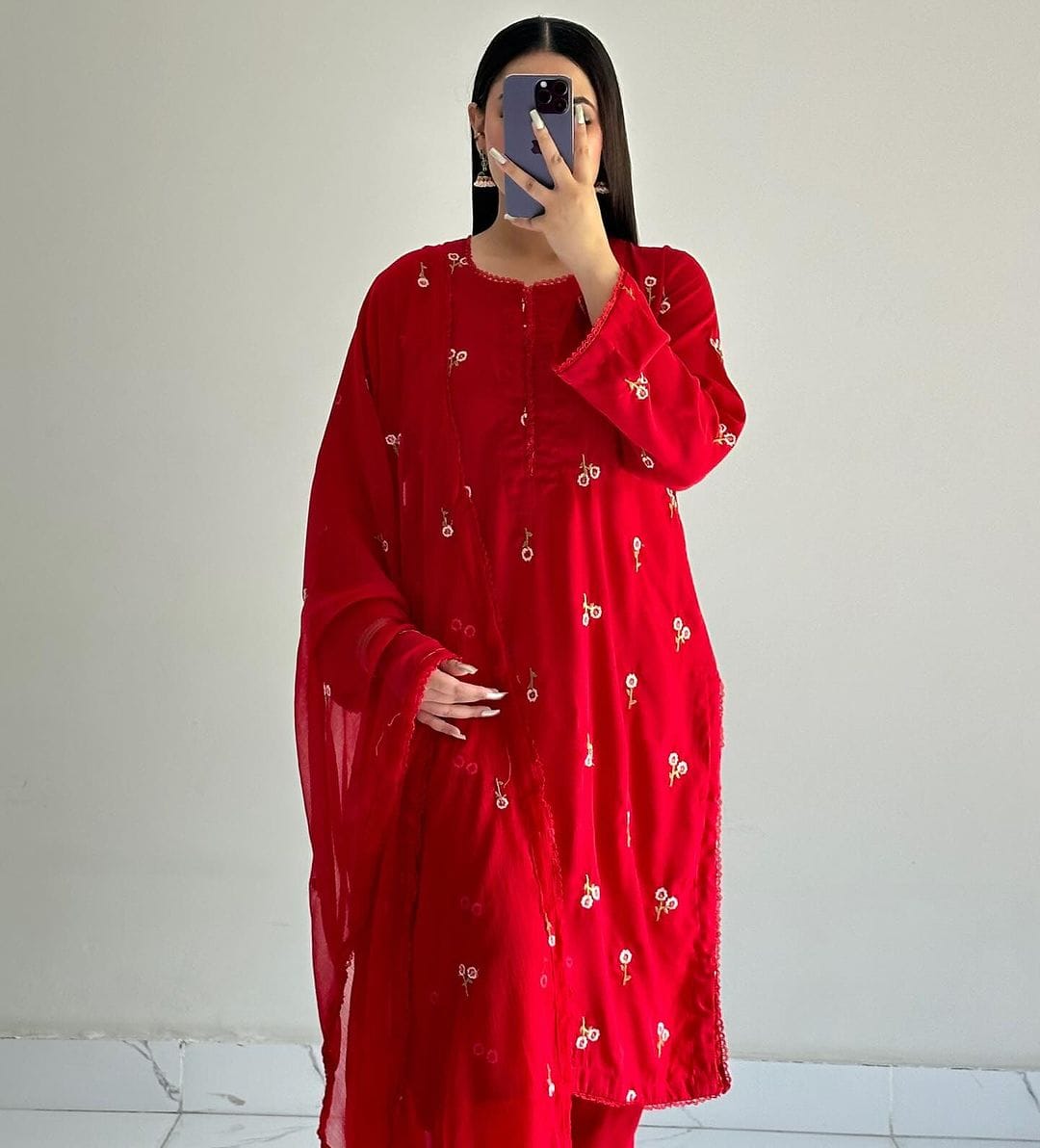 3Pc Embroidered cotton lawn Dress for Women