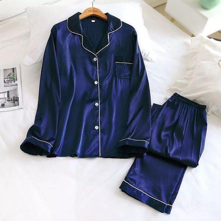 2 pcs stylish printed night silk suit