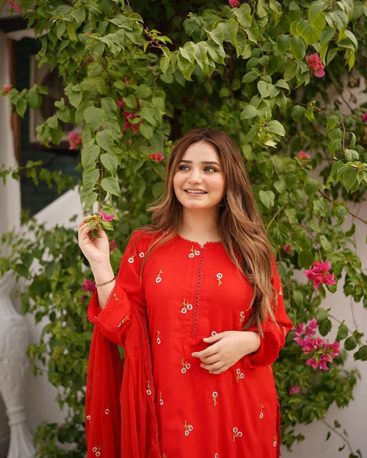 3Pc Embroidered cotton lawn Dress for Women