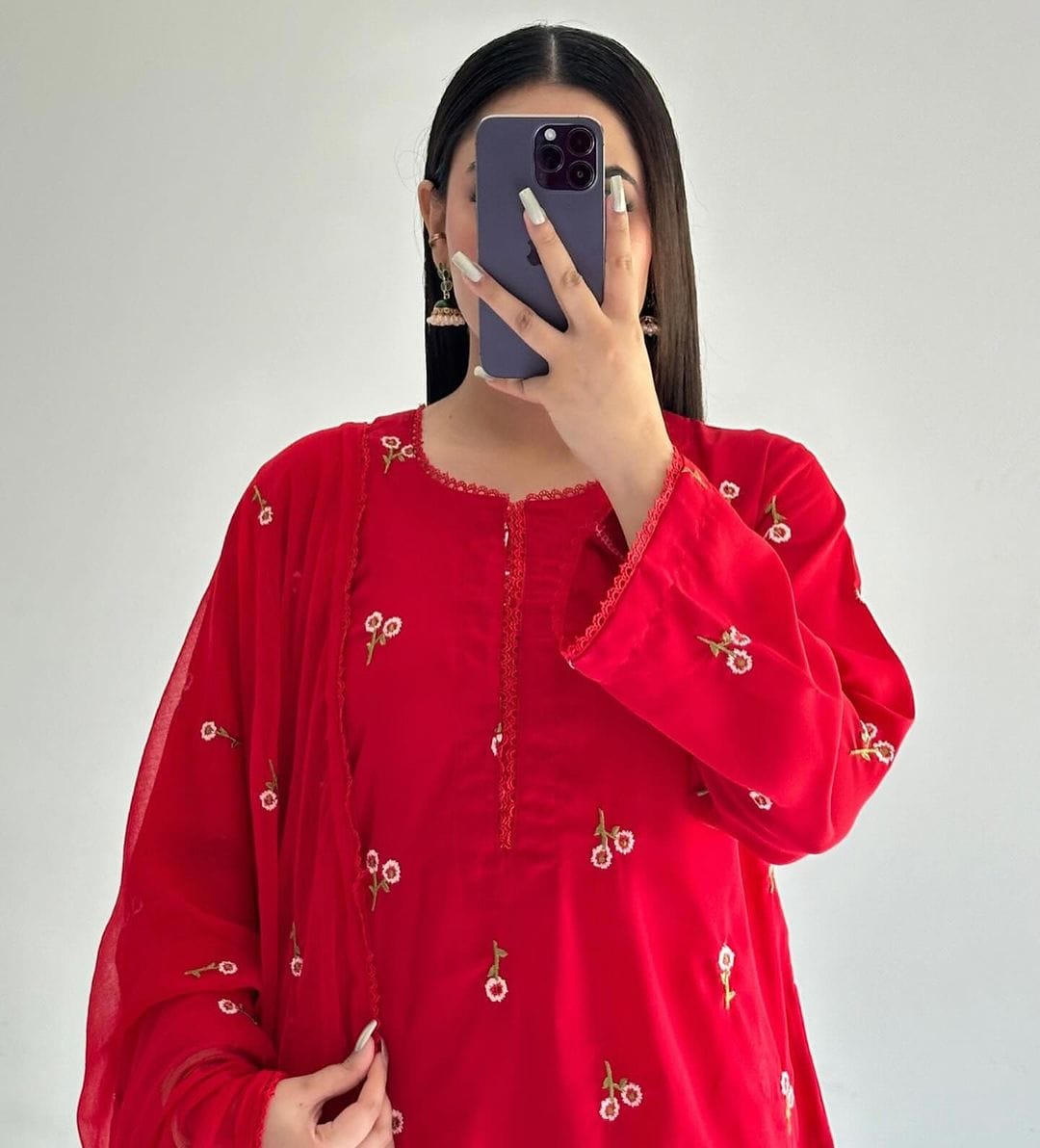 3Pc Embroidered cotton lawn Dress for Women